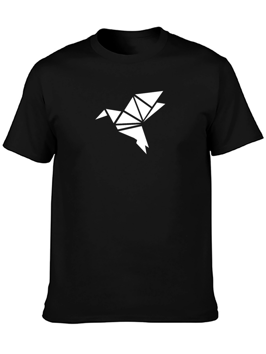 Geometric Origami Bird Tee - Black
