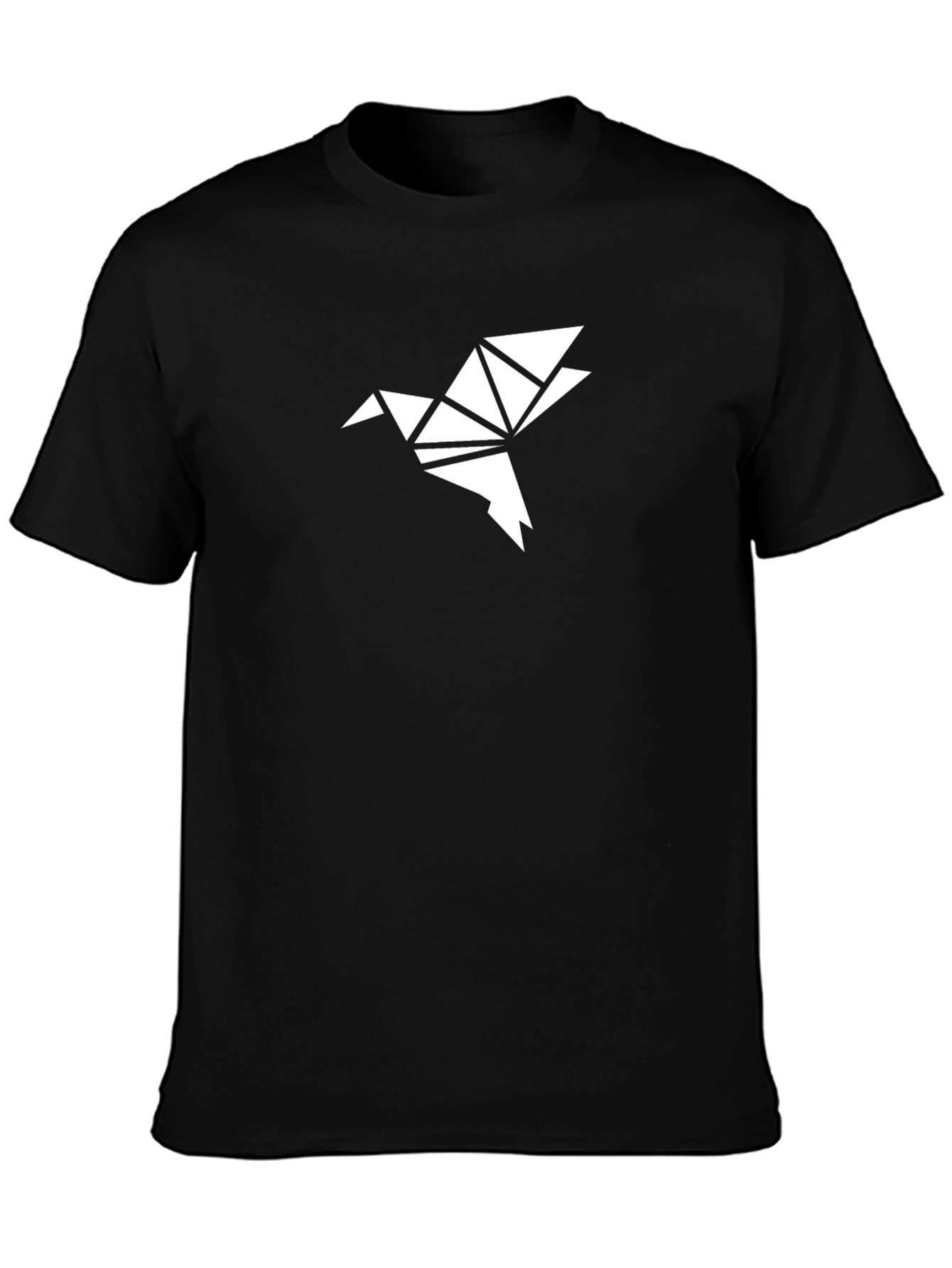 Geometric Origami Bird Tee - Black