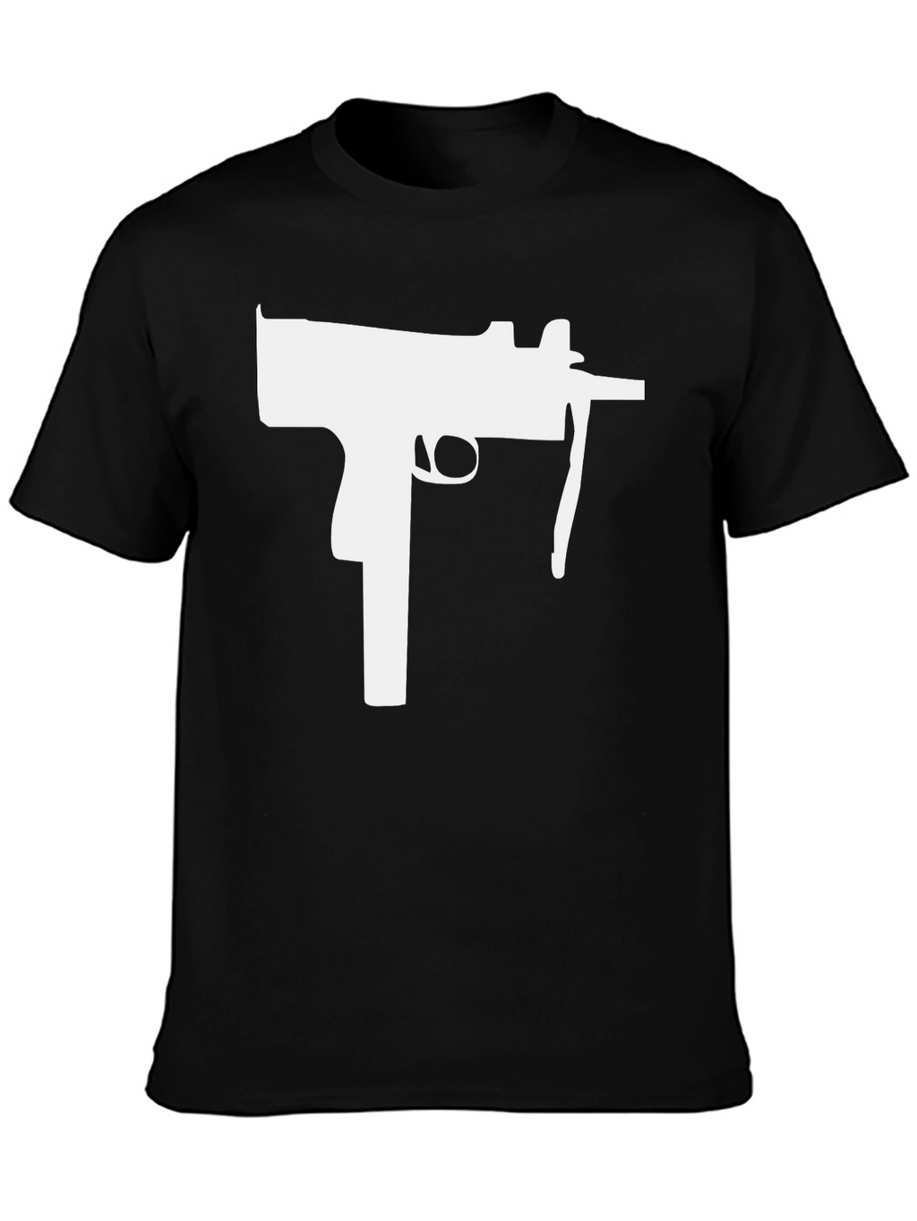 Black T-Shirt with White Gun Graphic