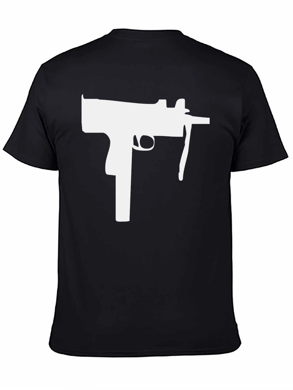 Black T-Shirt with White Gun Graphic