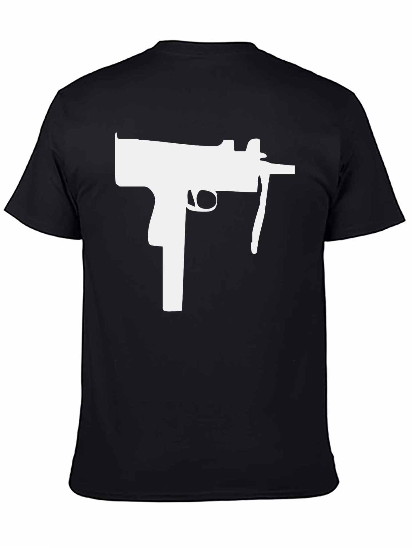 Black T-Shirt with White Gun Graphic