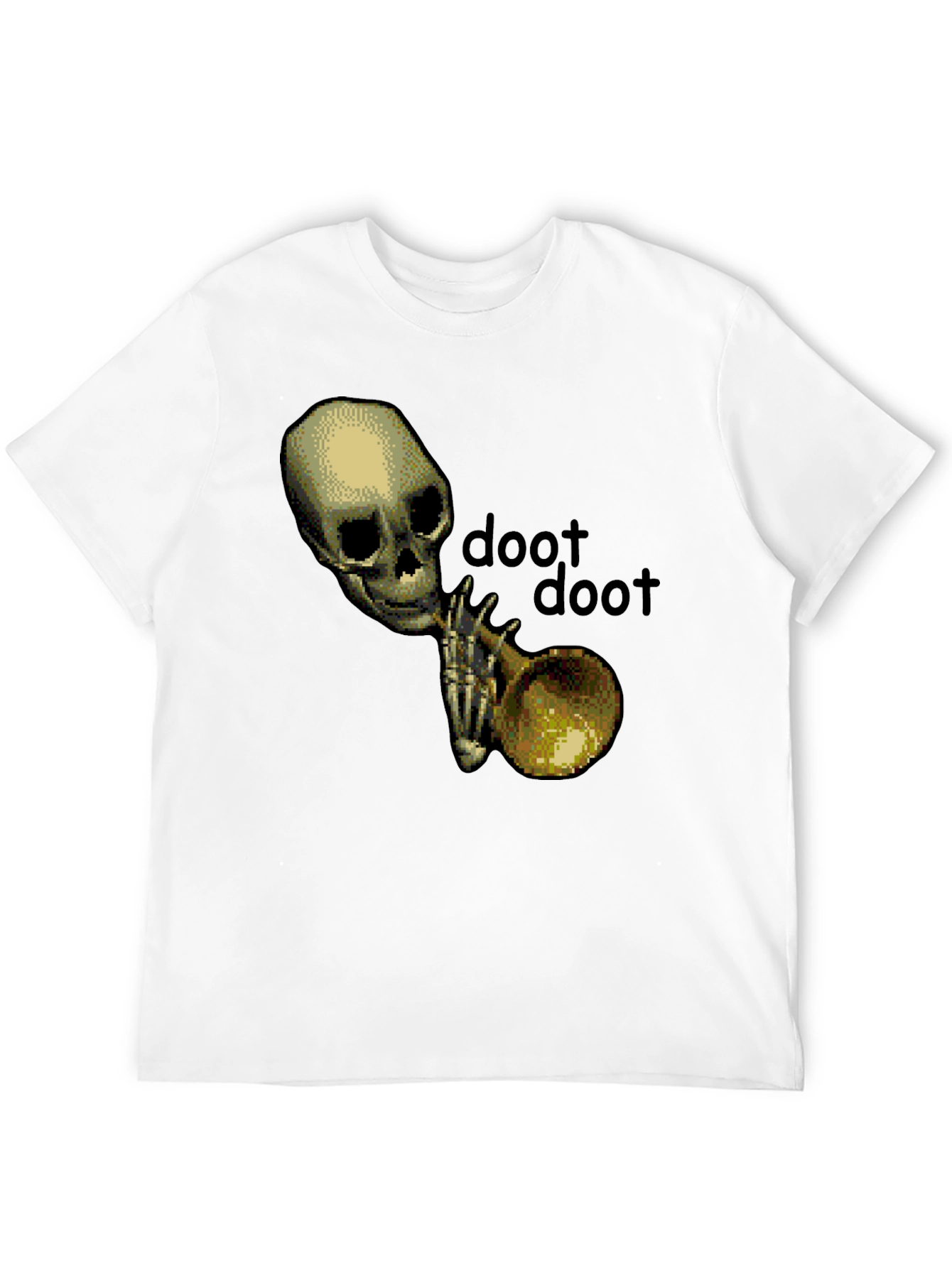 Doot Doot Skeleton Trumpet Graphic T-Shirt