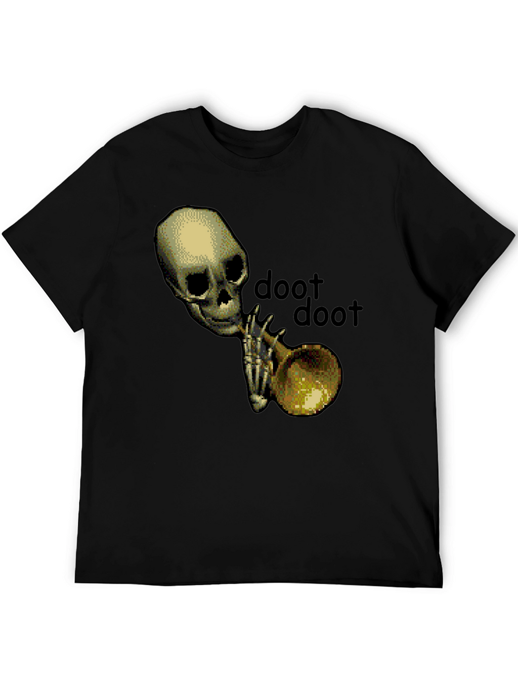 Doot Doot Skeleton Trumpet Graphic T-Shirt