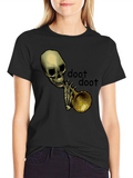 Doot Doot Skeleton Trumpet Graphic T-Shirt