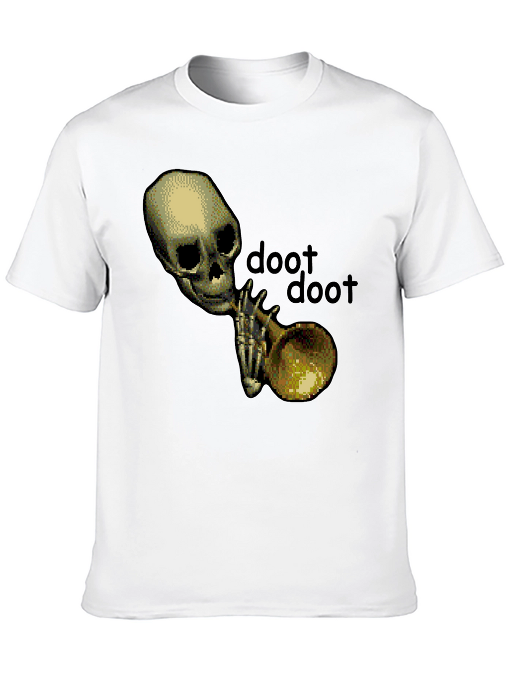 Doot Doot Skeleton Trumpet Graphic T-Shirt