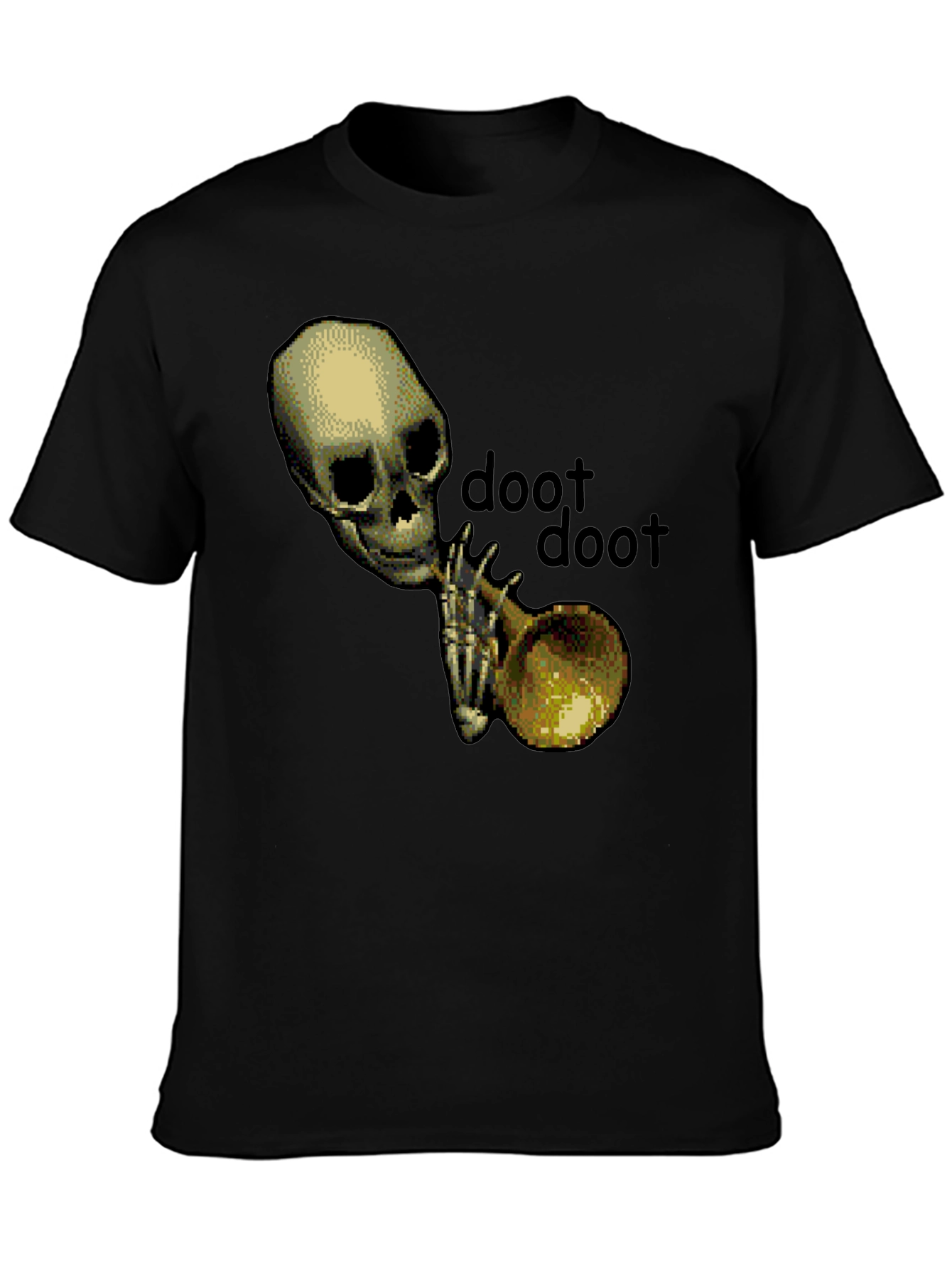 Doot Doot Skeleton Trumpet Graphic T-Shirt