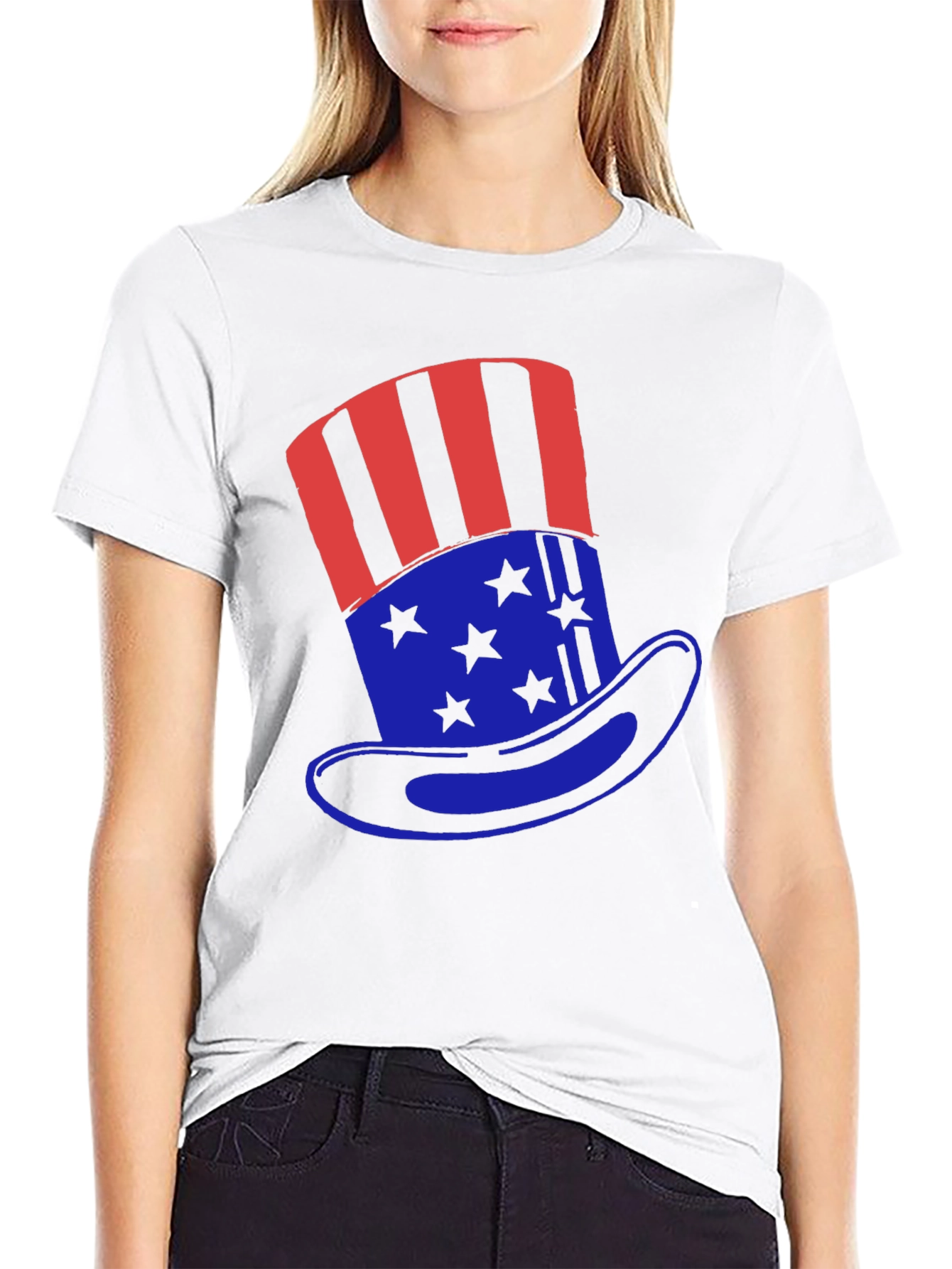 Patriotic Uncle Sam Hat Graphic T-Shirt