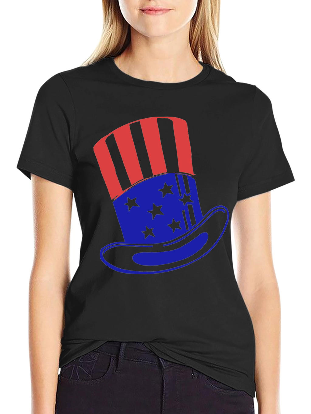 Patriotic Uncle Sam Hat Graphic T-Shirt