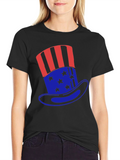 Patriotic Uncle Sam Hat Graphic T-Shirt