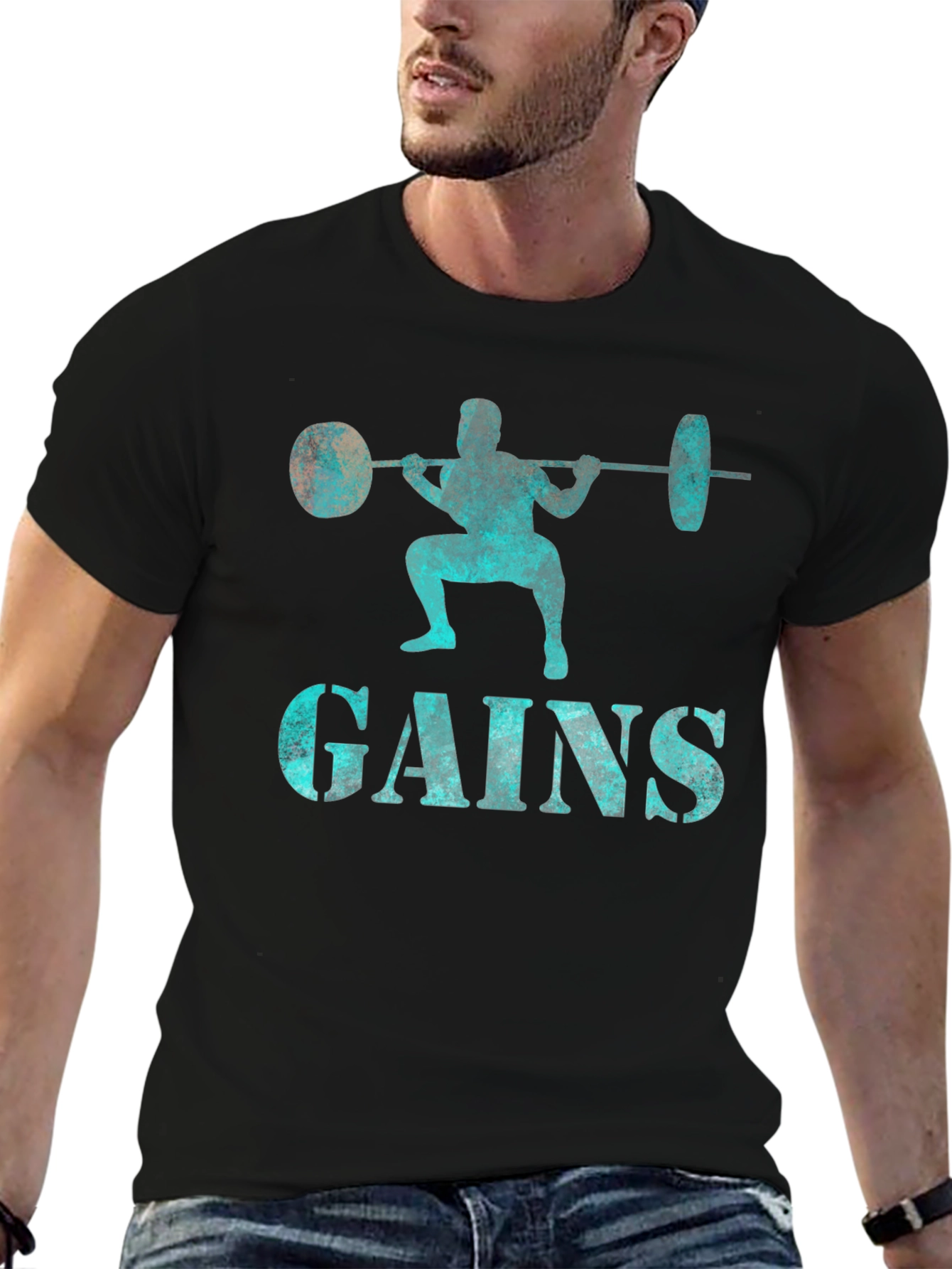 Gains Weightlifting Graphic T-Shirt