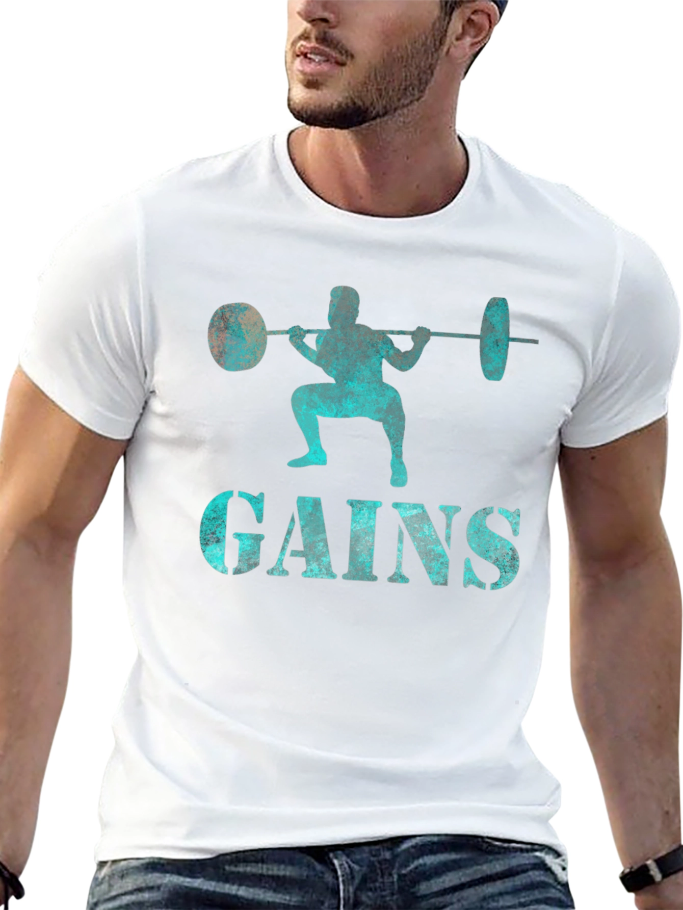 Gains Weightlifting Graphic T-Shirt