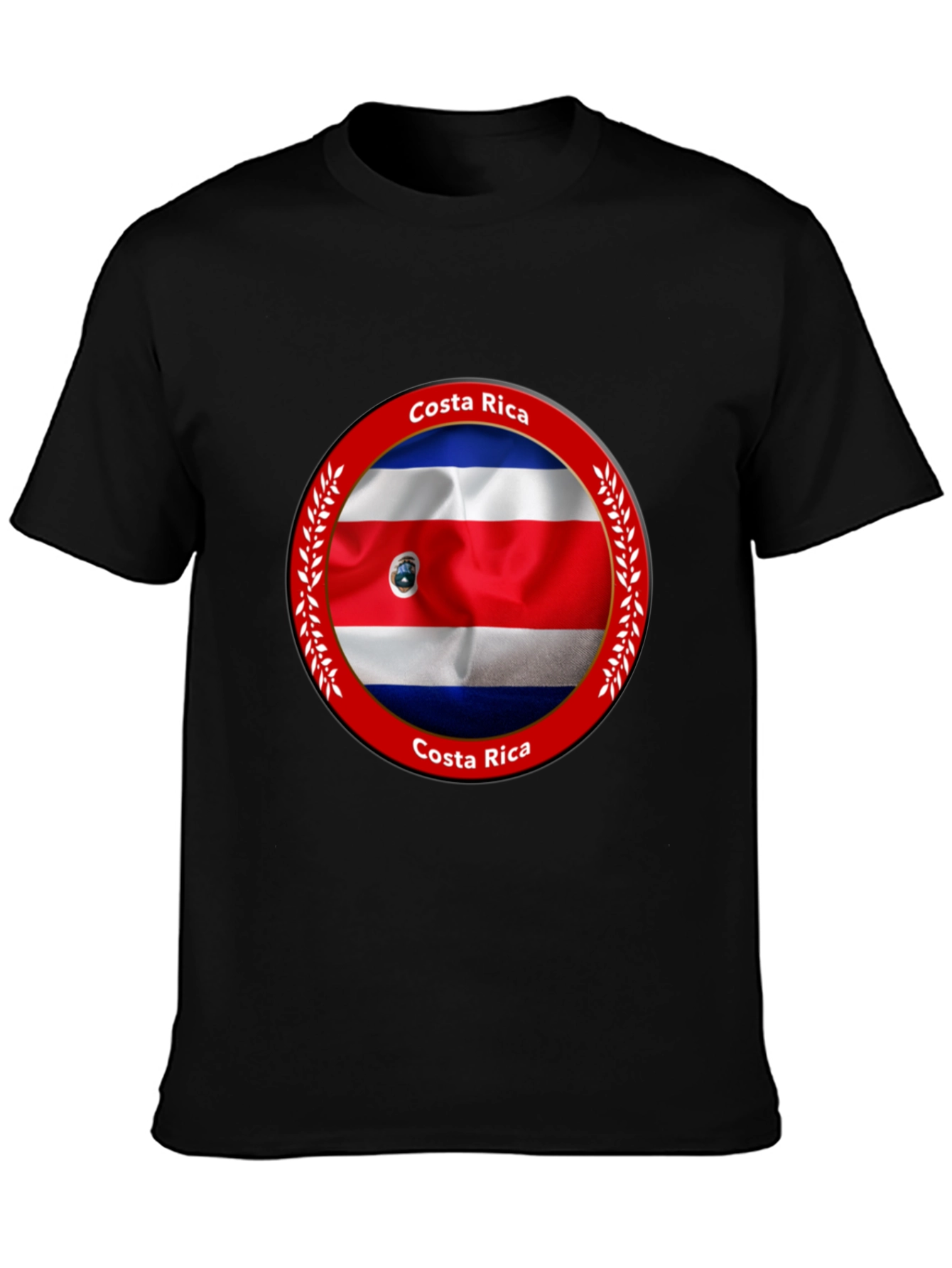 Costa Rica Flag Graphic Black T-Shirt