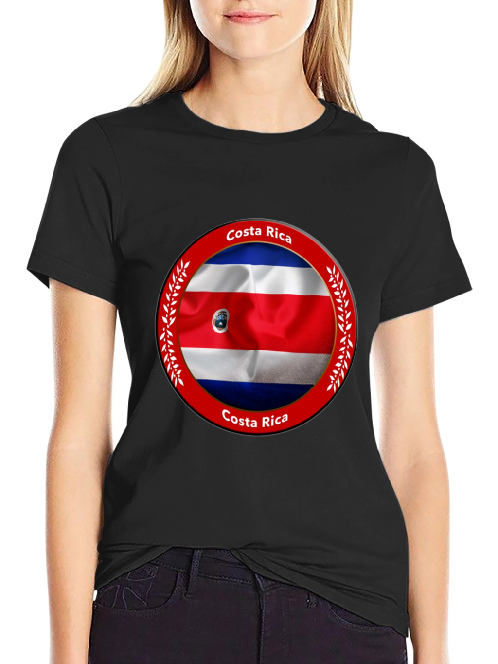 Costa Rica Flag Graphic Black T-Shirt