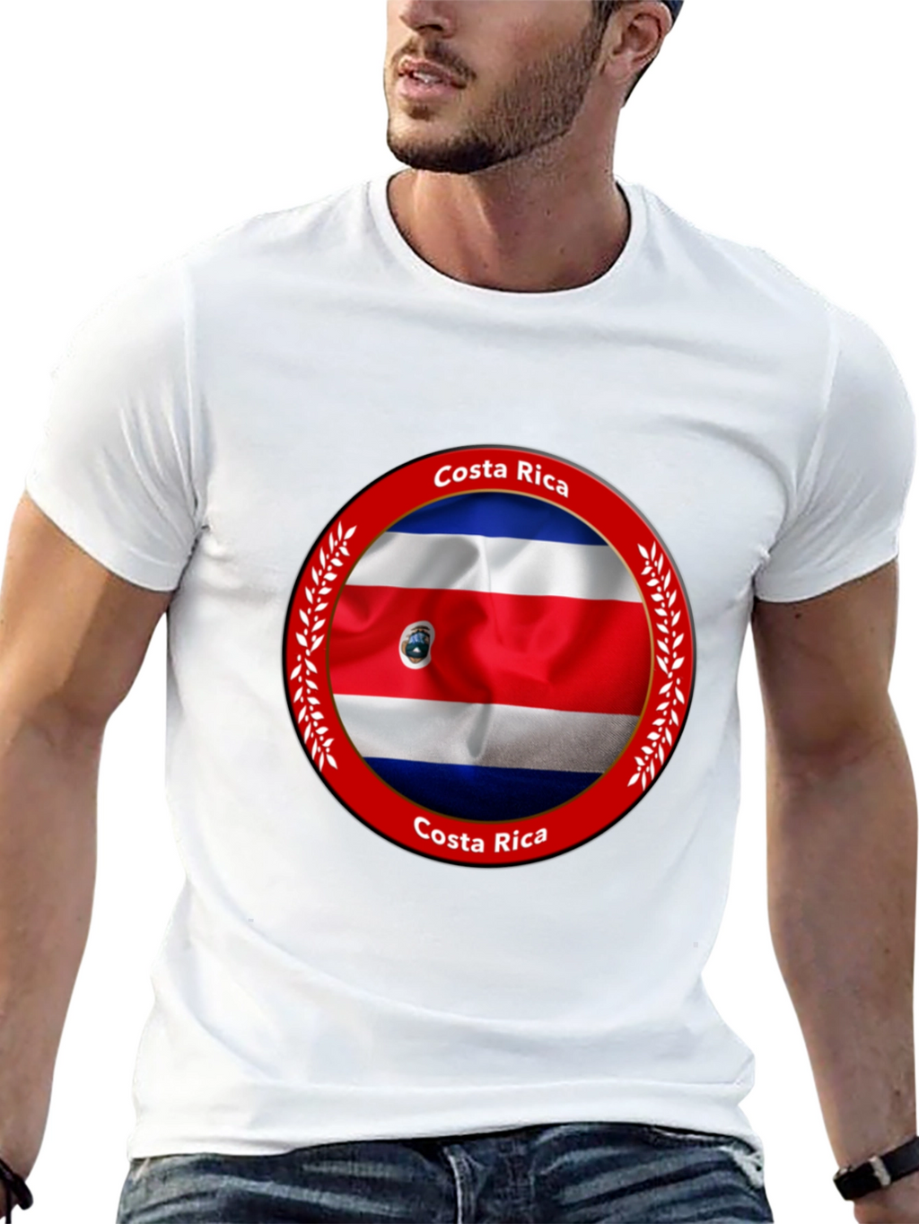 Costa Rica Flag Graphic Black T-Shirt