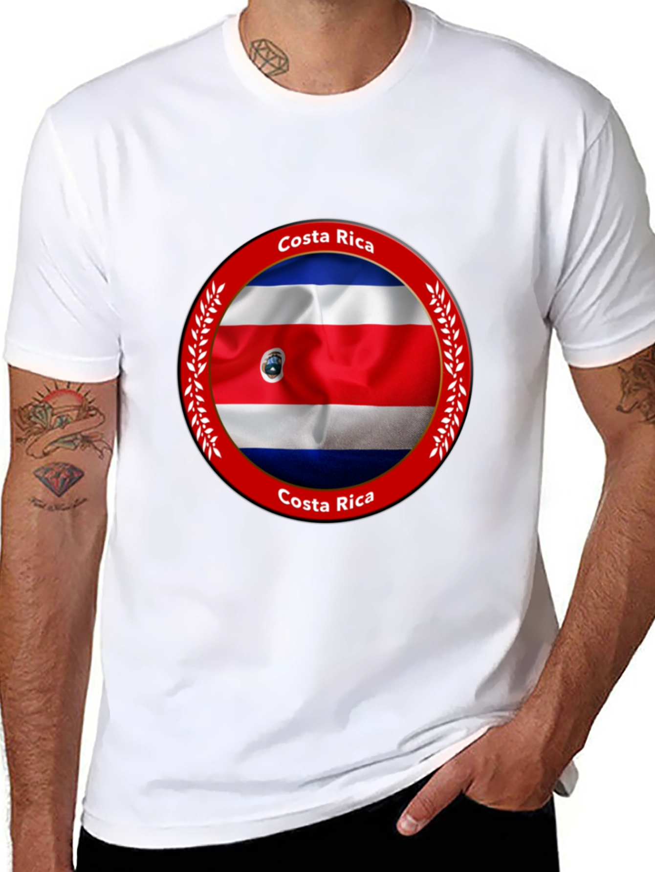 Costa Rica Flag Graphic Black T-Shirt