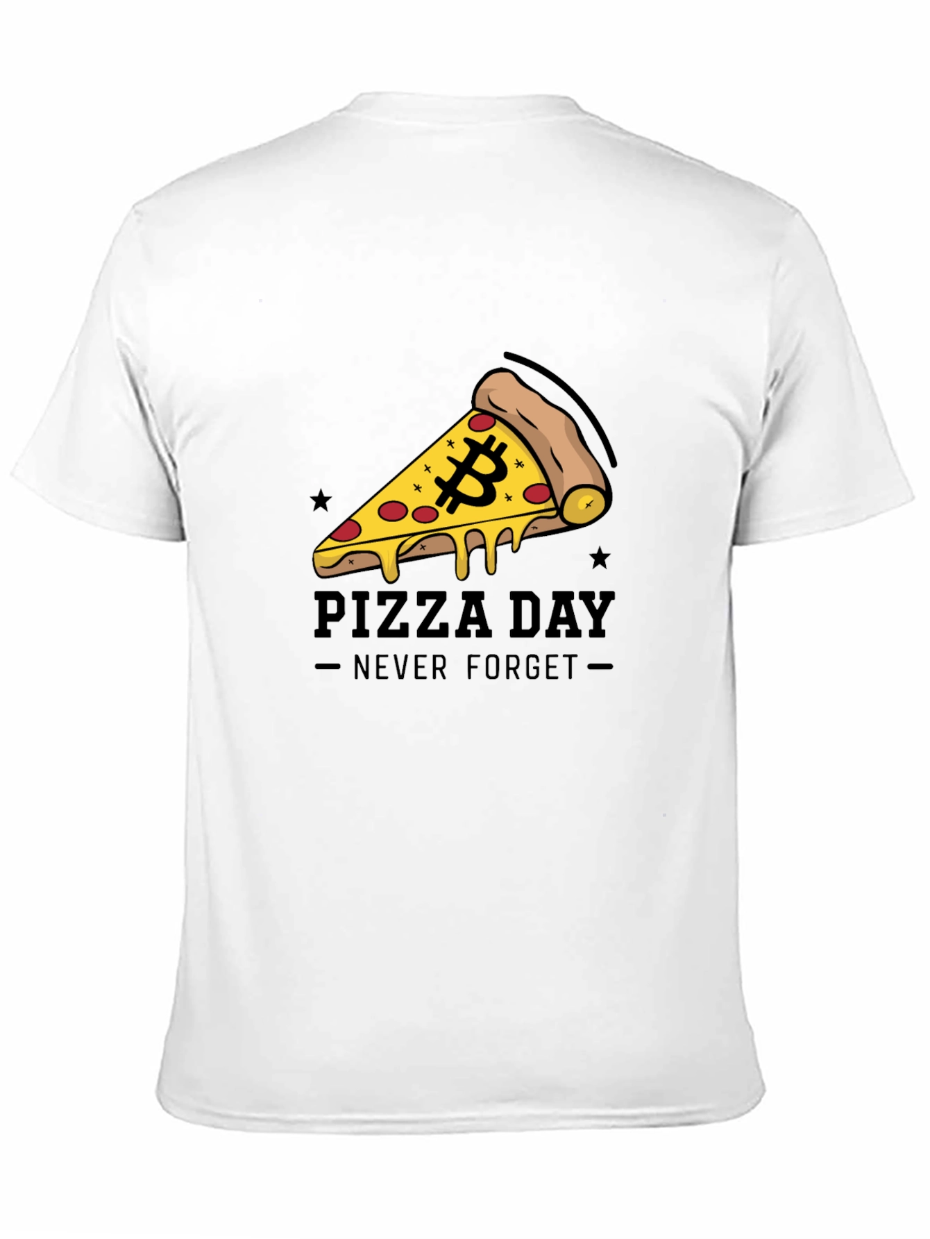 Bitcoin Pizza Day Black T-Shirt - Never Forget
