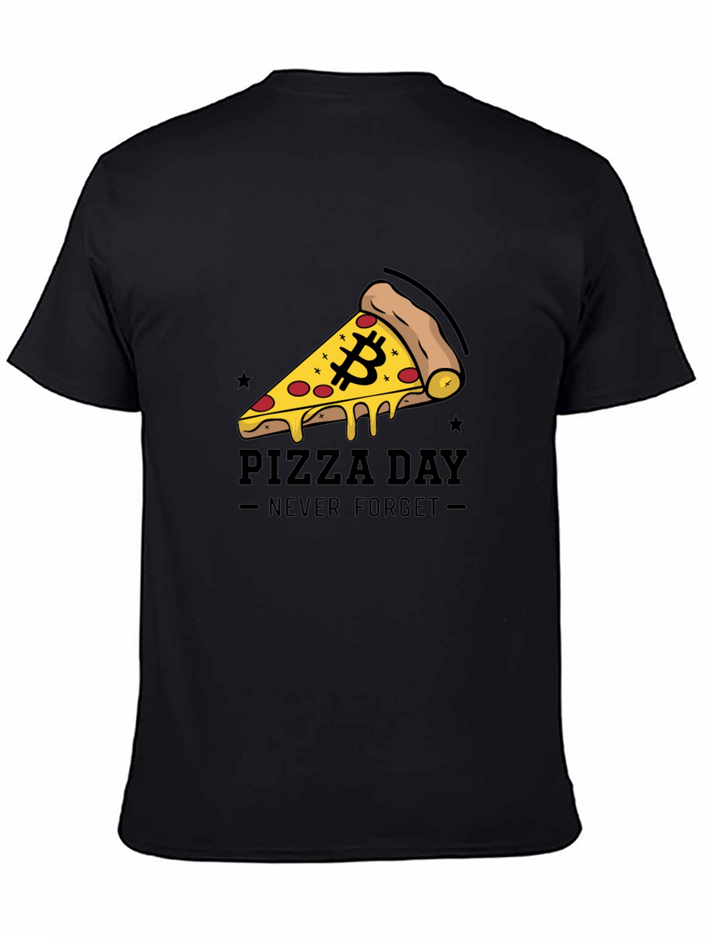 Bitcoin Pizza Day Black T-Shirt - Never Forget