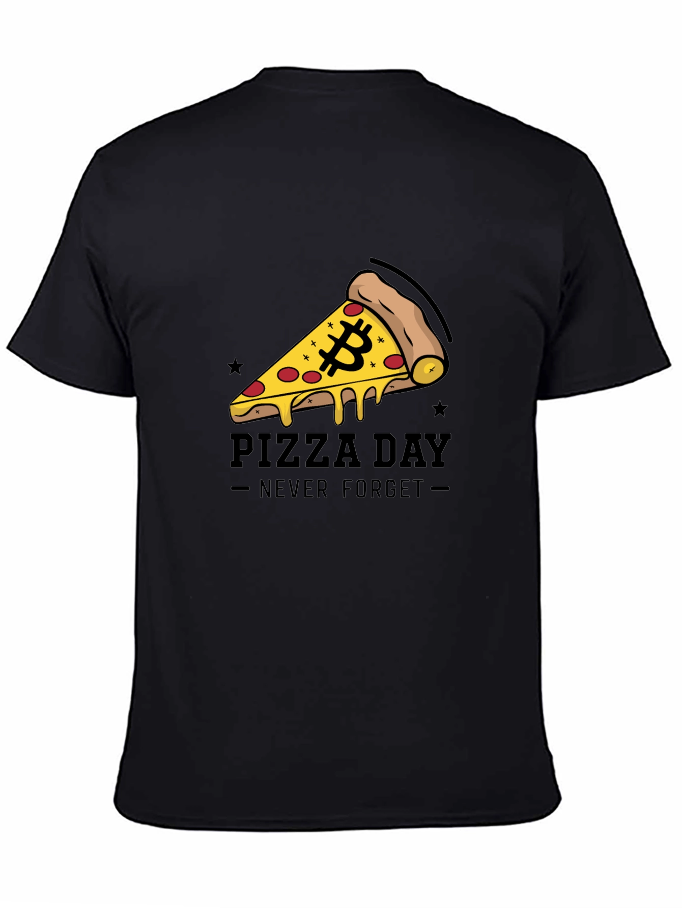 Bitcoin Pizza Day Black T-Shirt - Never Forget