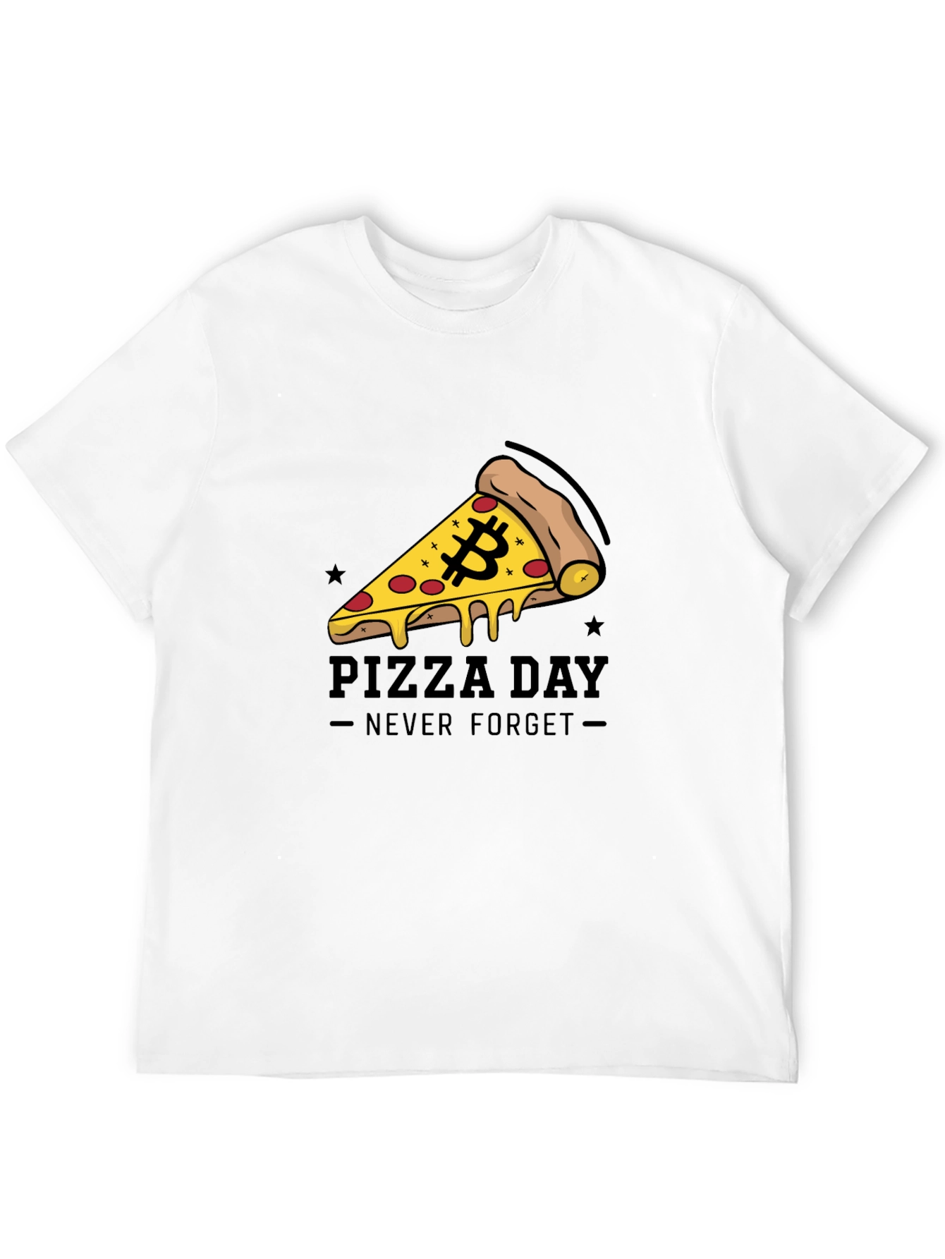 Bitcoin Pizza Day Black T-Shirt - Never Forget