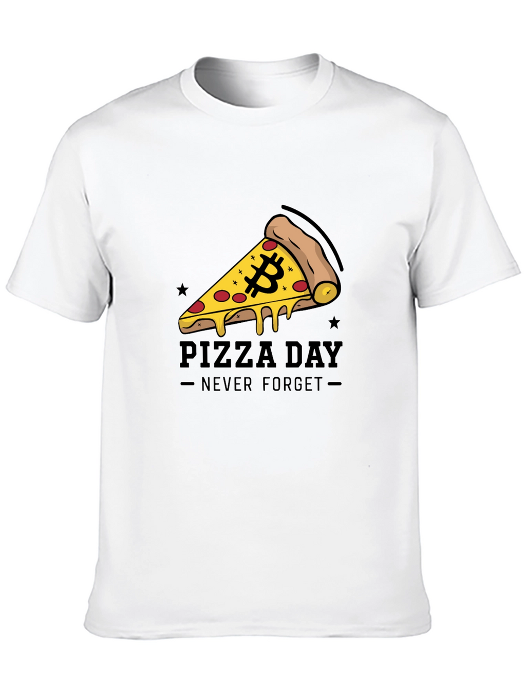 Bitcoin Pizza Day Black T-Shirt - Never Forget
