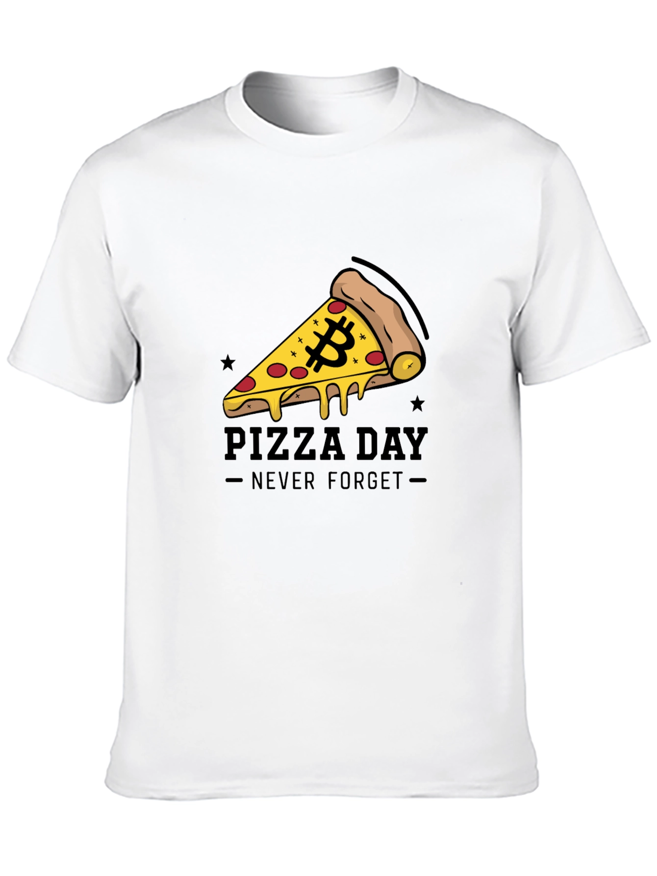 Bitcoin Pizza Day Black T-Shirt - Never Forget