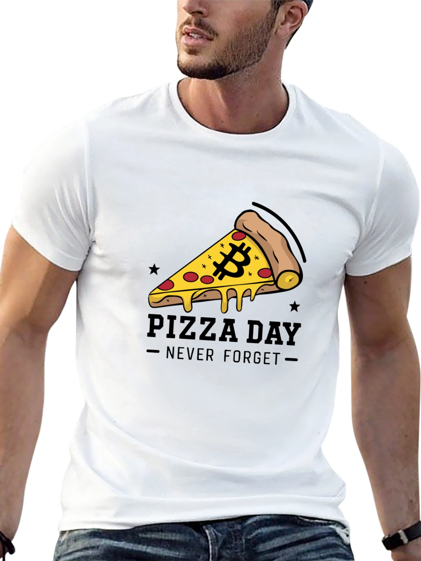 Bitcoin Pizza Day Black T-Shirt - Never Forget