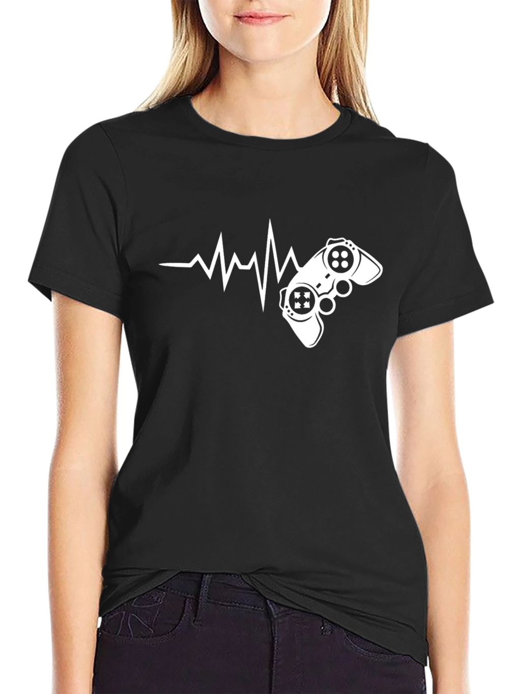 Gamer Heartbeat Graphic T-Shirt - Black