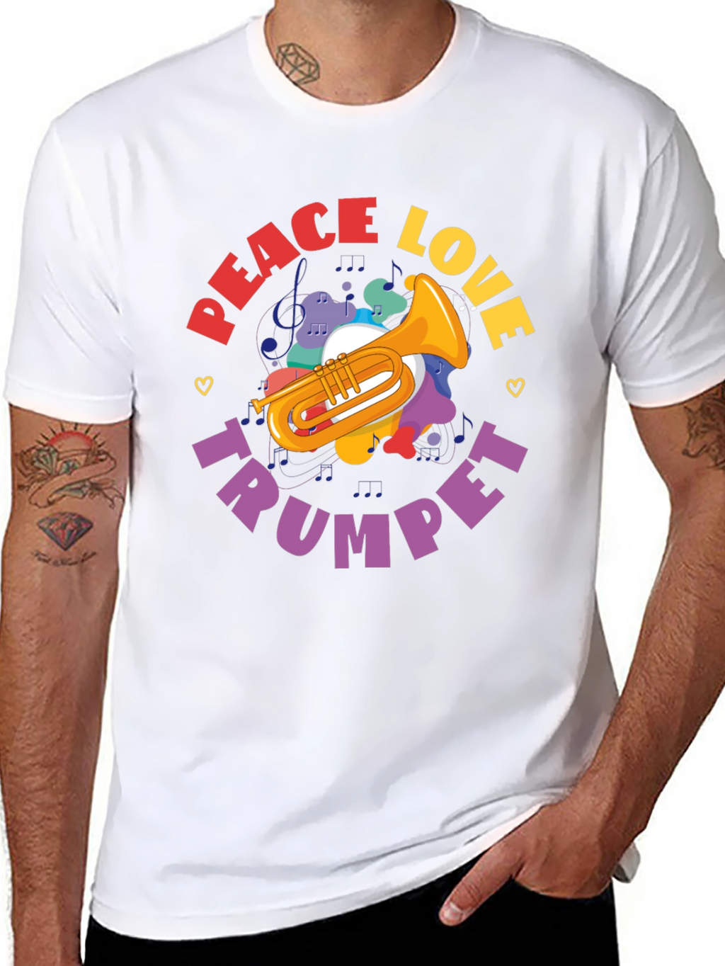 Peace Love Trumpet Graphic T-Shirt