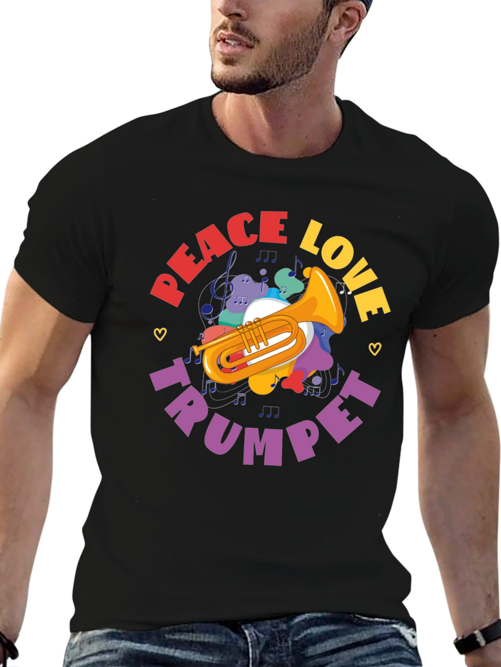 Peace Love Trumpet Graphic T-Shirt