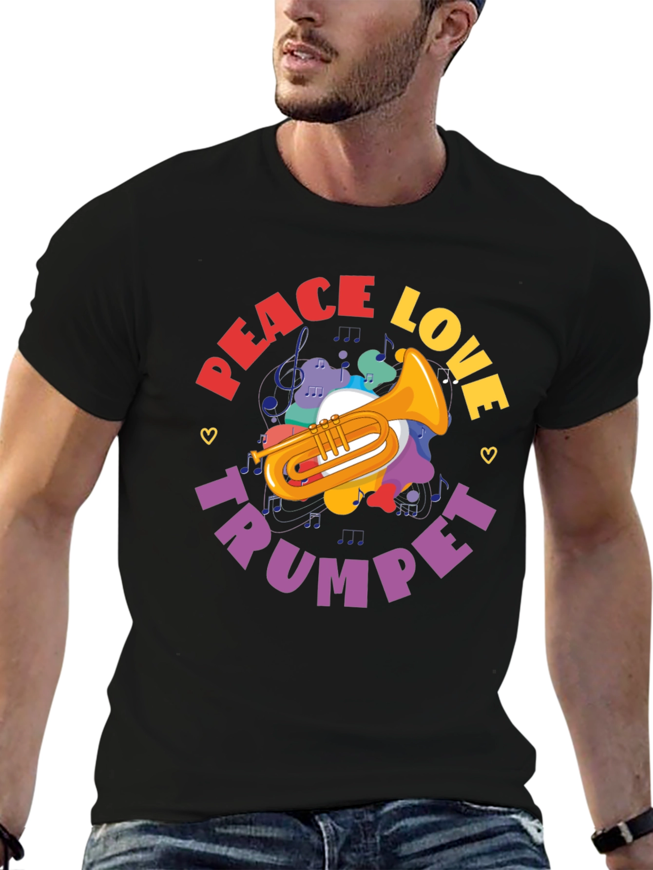 Peace Love Trumpet Graphic T-Shirt