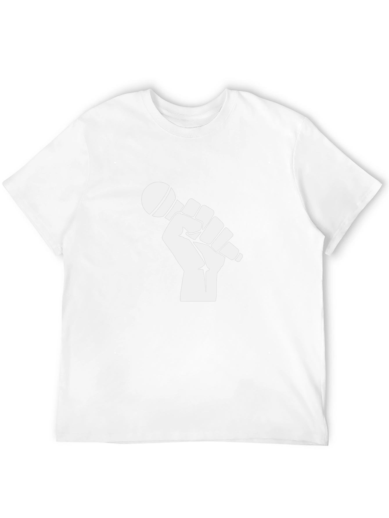 Black T-Shirt with Fist Holding Microphone Graphic