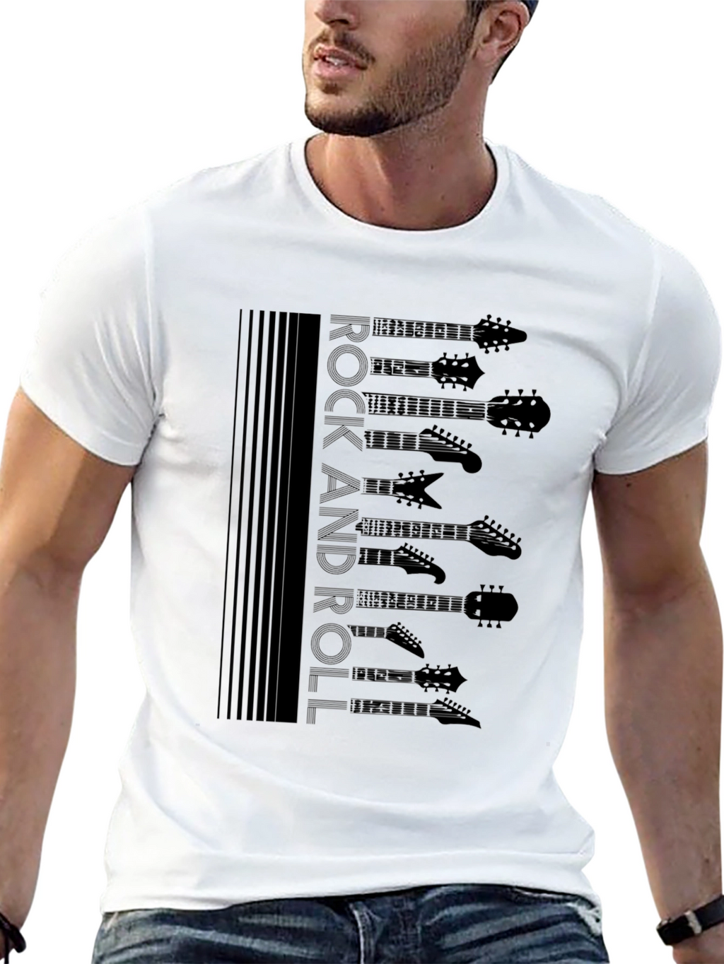Rock and Roll Guitar Head T-Shirt - Black