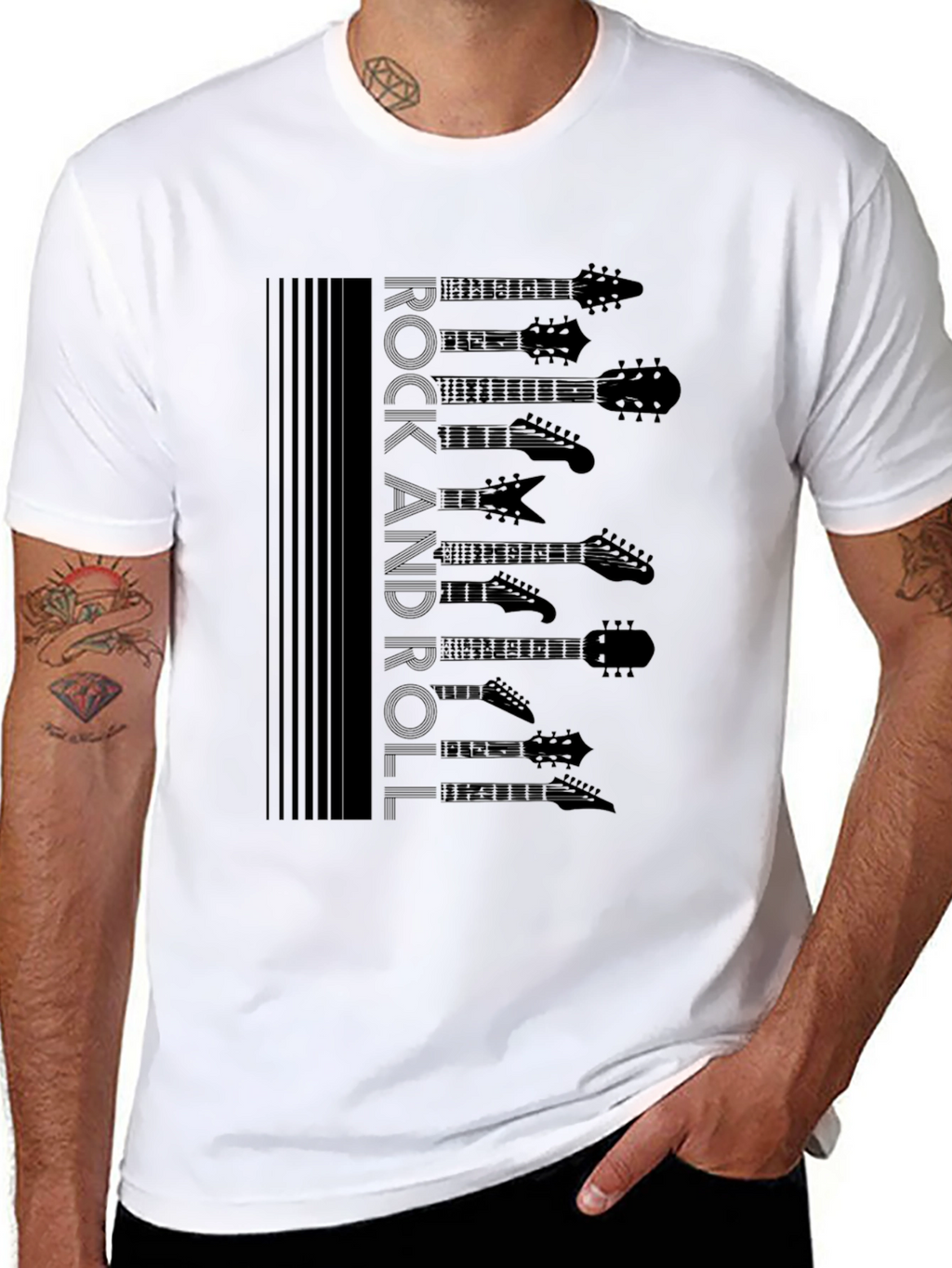 Rock and Roll Guitar Head T-Shirt - Black