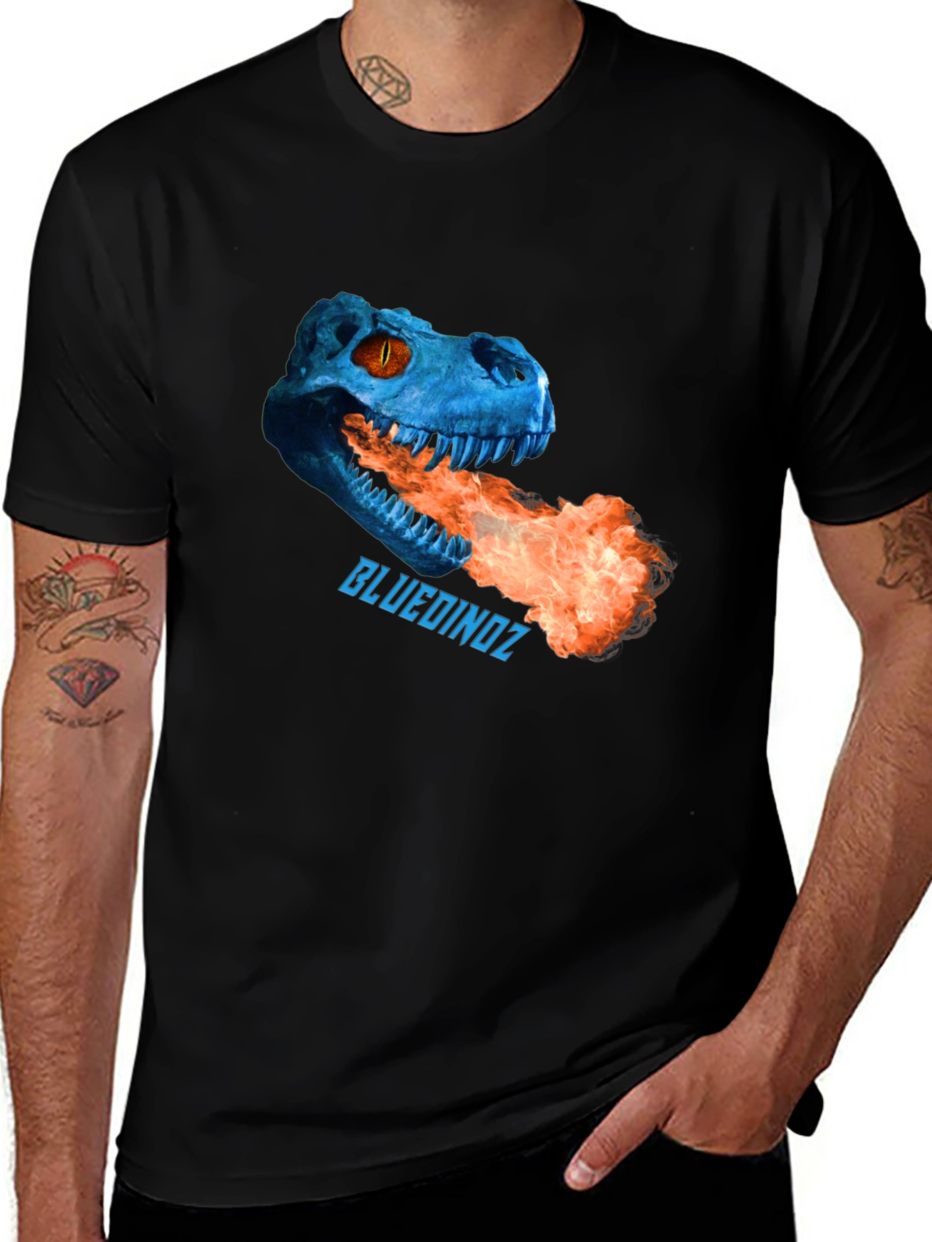 Blue Dinoz Fire-Breathing T-Shirt