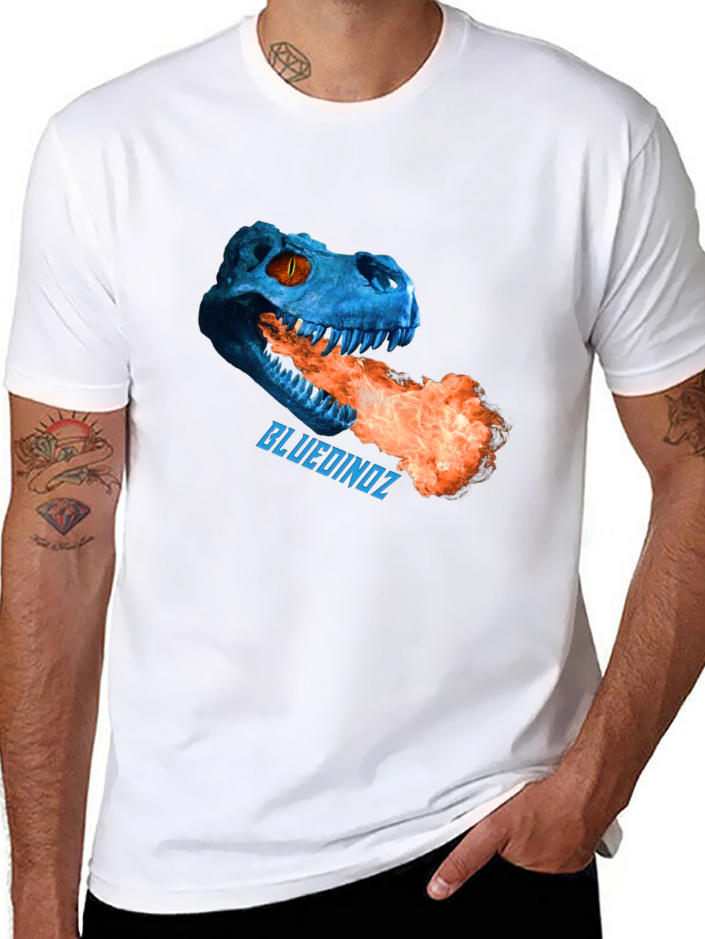 Blue Dinoz Fire-Breathing T-Shirt