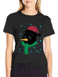 Festive Black Snowman Graphic Tee