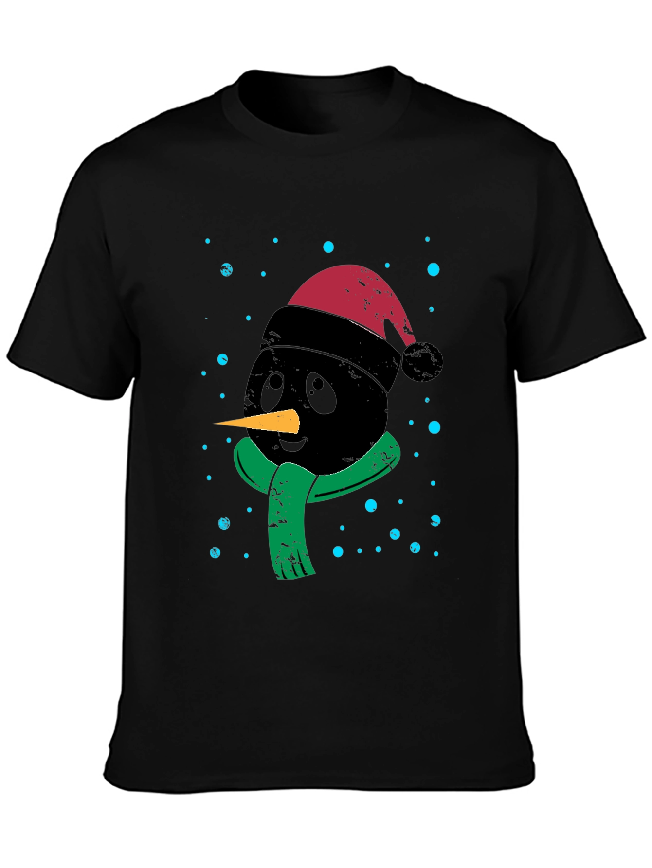 Festive Black Snowman Graphic Tee