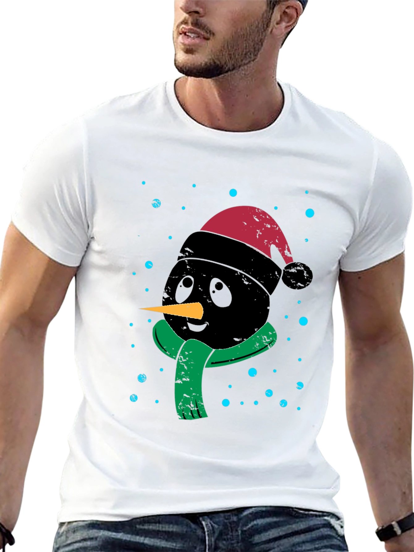 Festive Black Snowman Graphic Tee