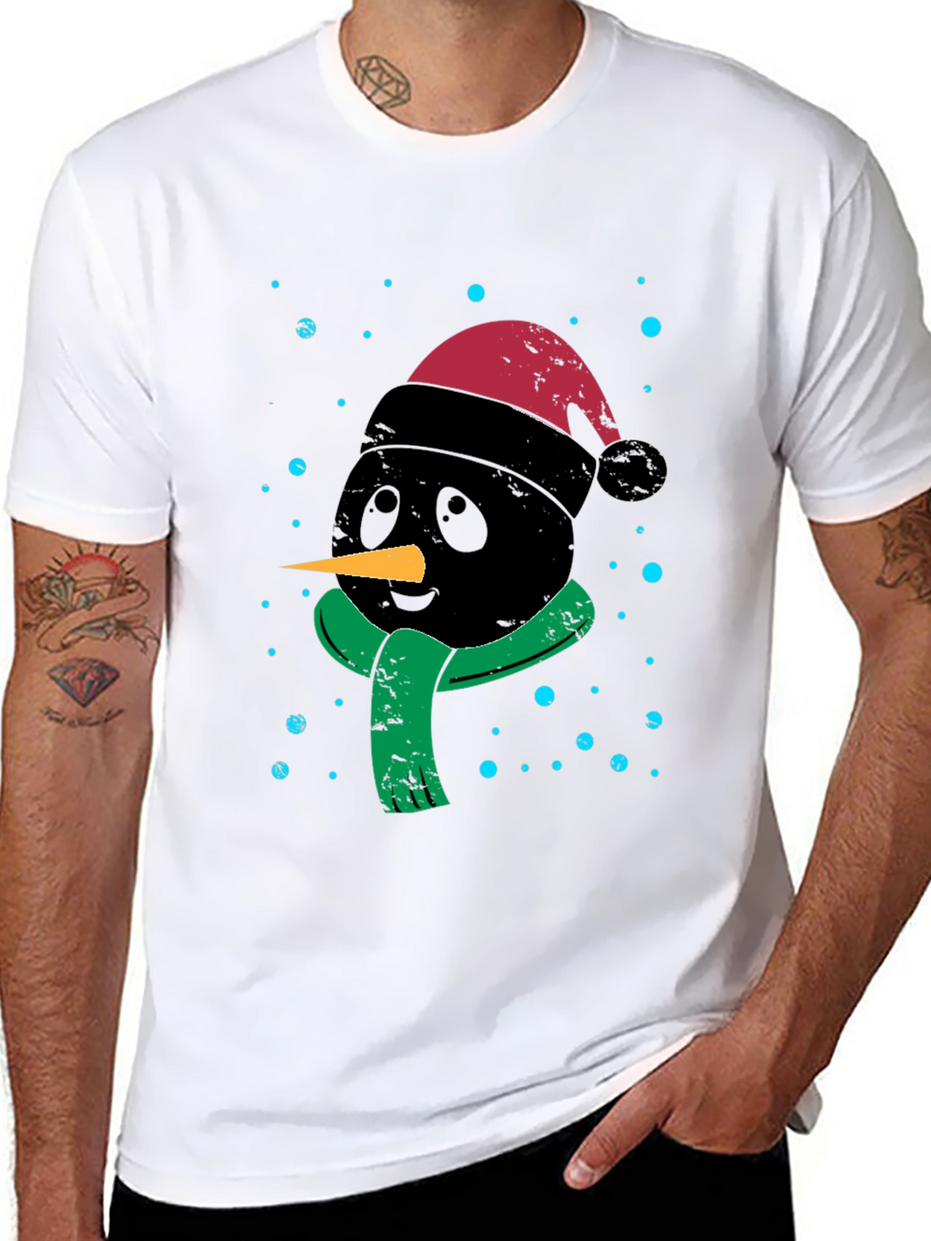 Festive Black Snowman Graphic Tee