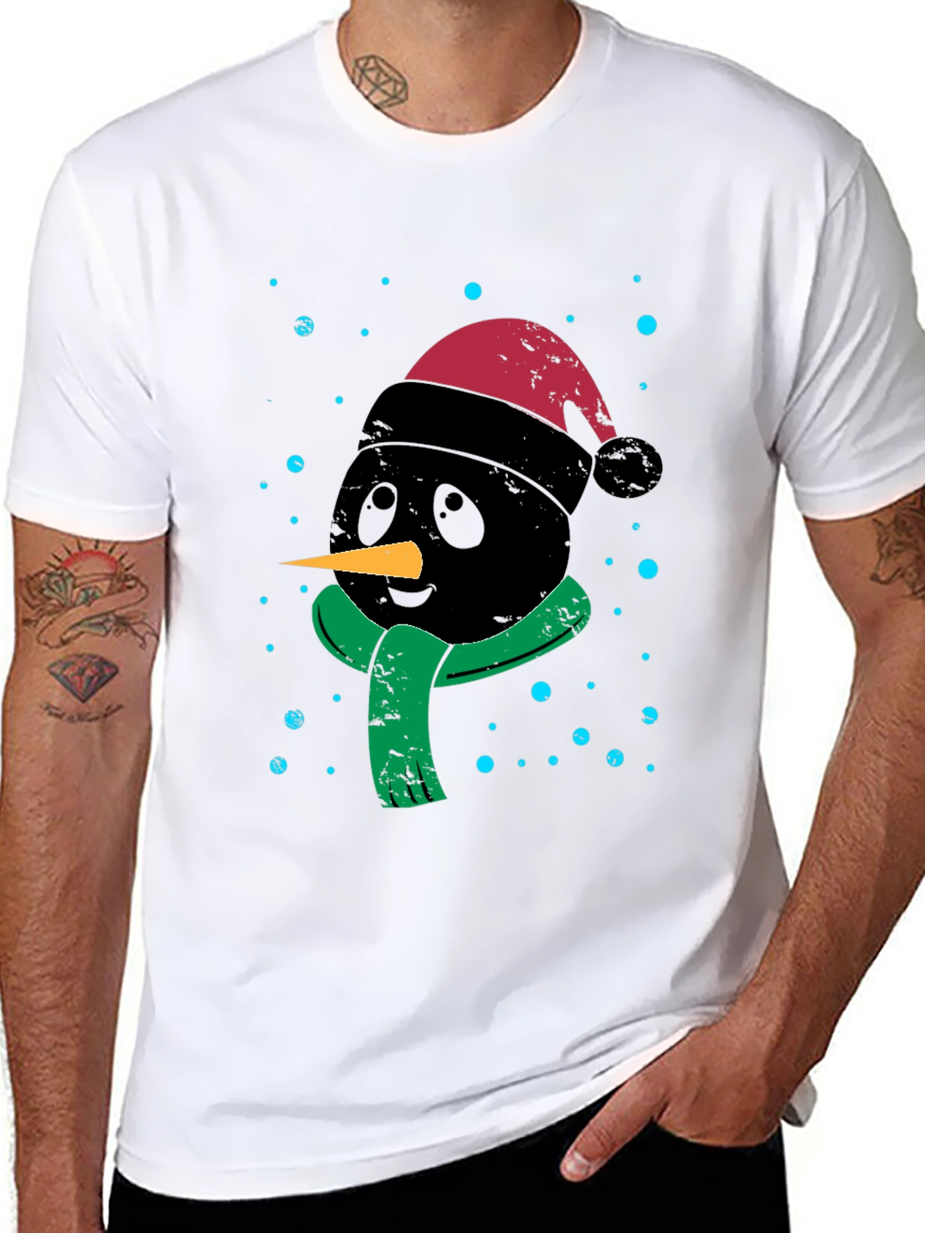 Festive Black Snowman Graphic Tee