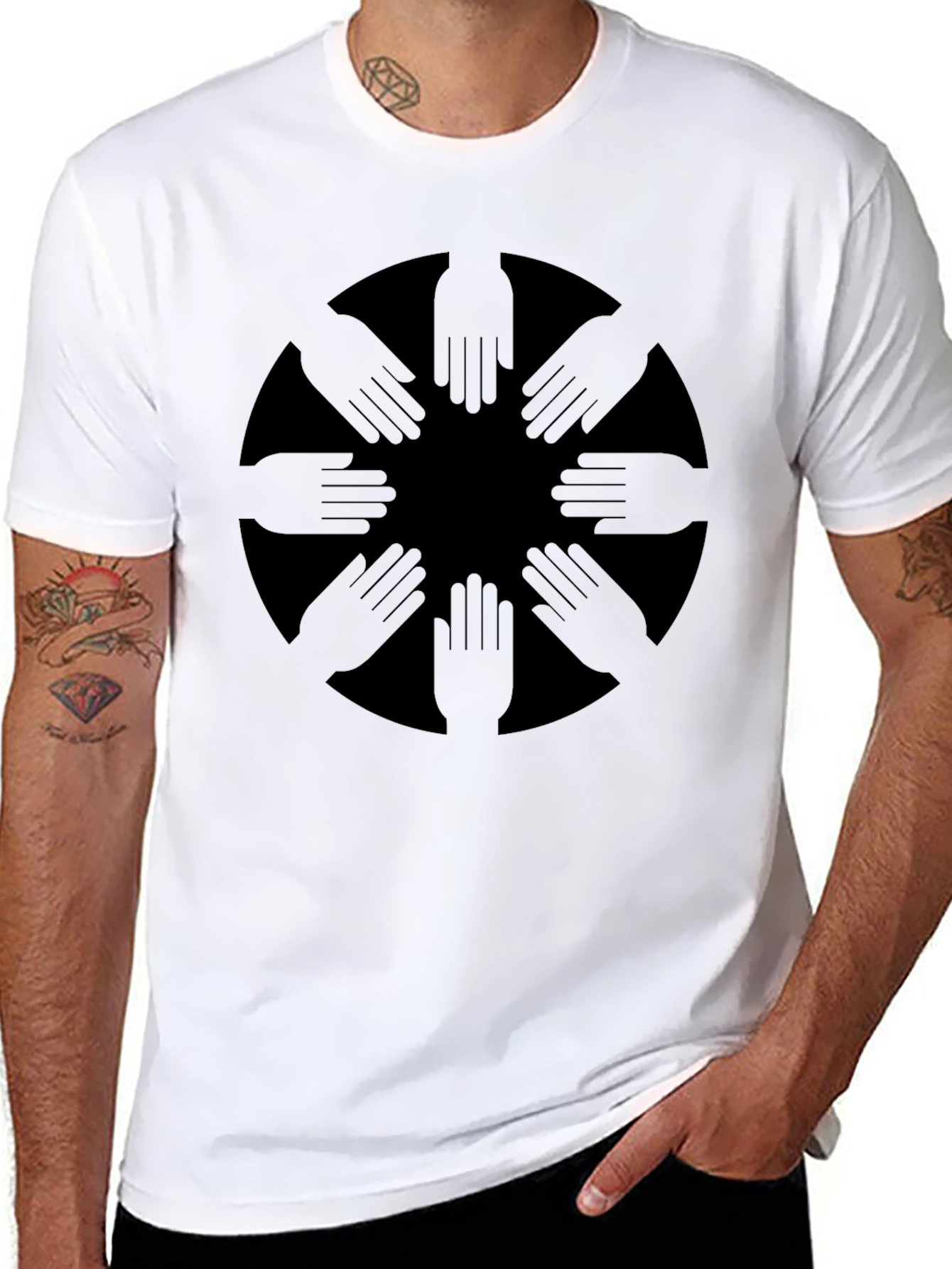 Symbolic Hands Graphic Tee - Soft Cotton T-Shirt