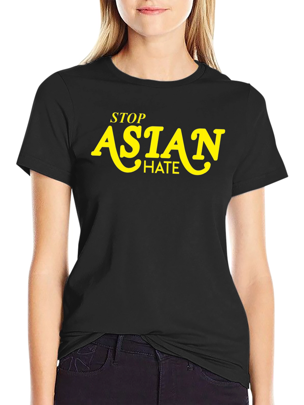 Stop Asian Hate Graphic T-Shirt - Black