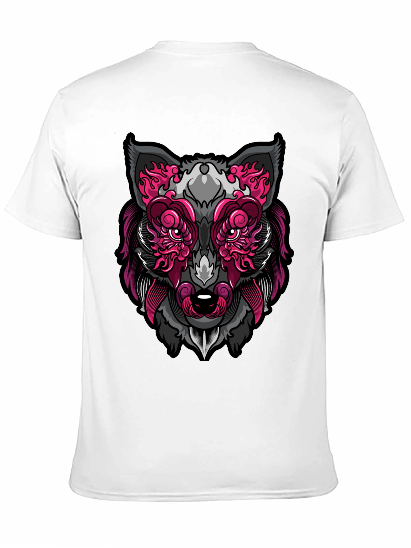 Wolf Face Graphic Print T-Shirt - Black