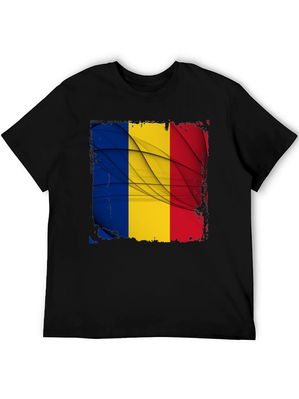 Romania Flag Graphic Tee - Black T-Shirt