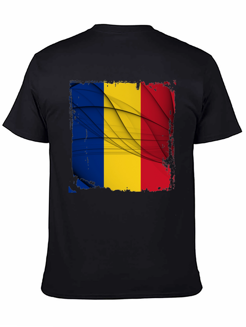 Romania Flag Graphic Tee - Black T-Shirt