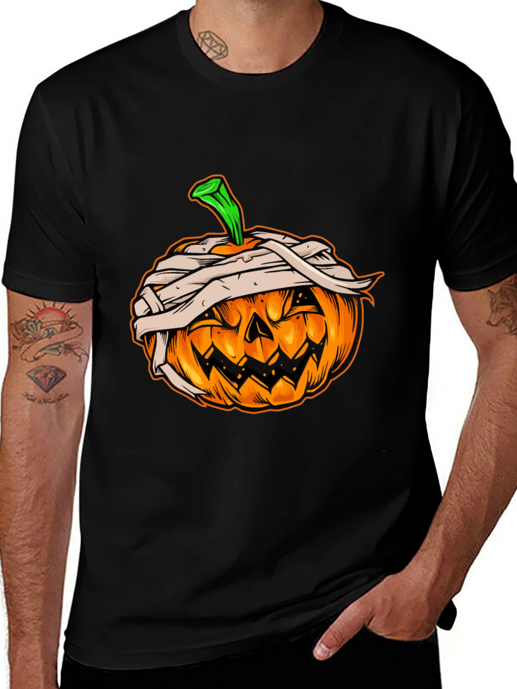 Halloween Pumpkin Mummy Graphic Tee