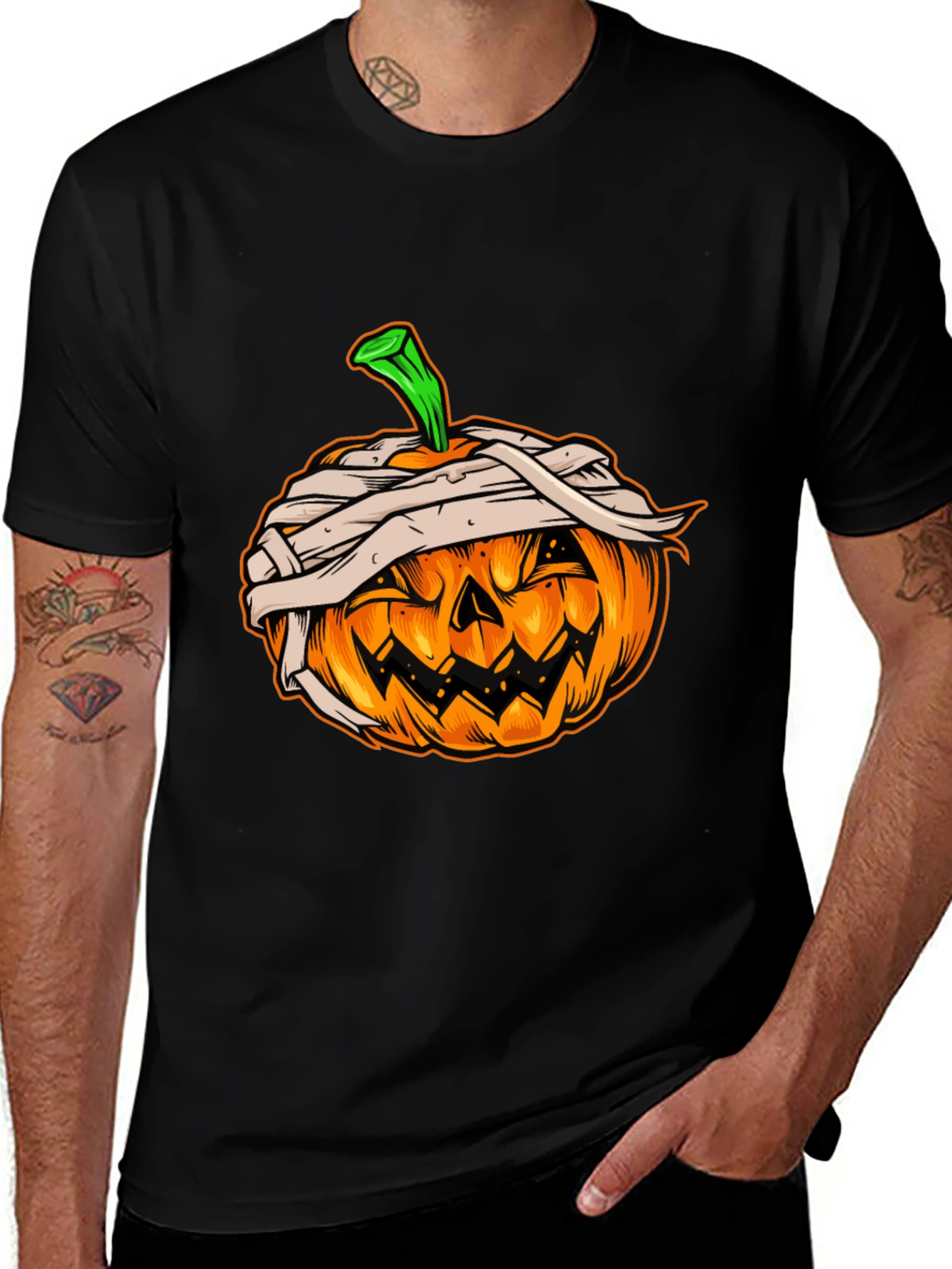 Halloween Pumpkin Mummy Graphic Tee