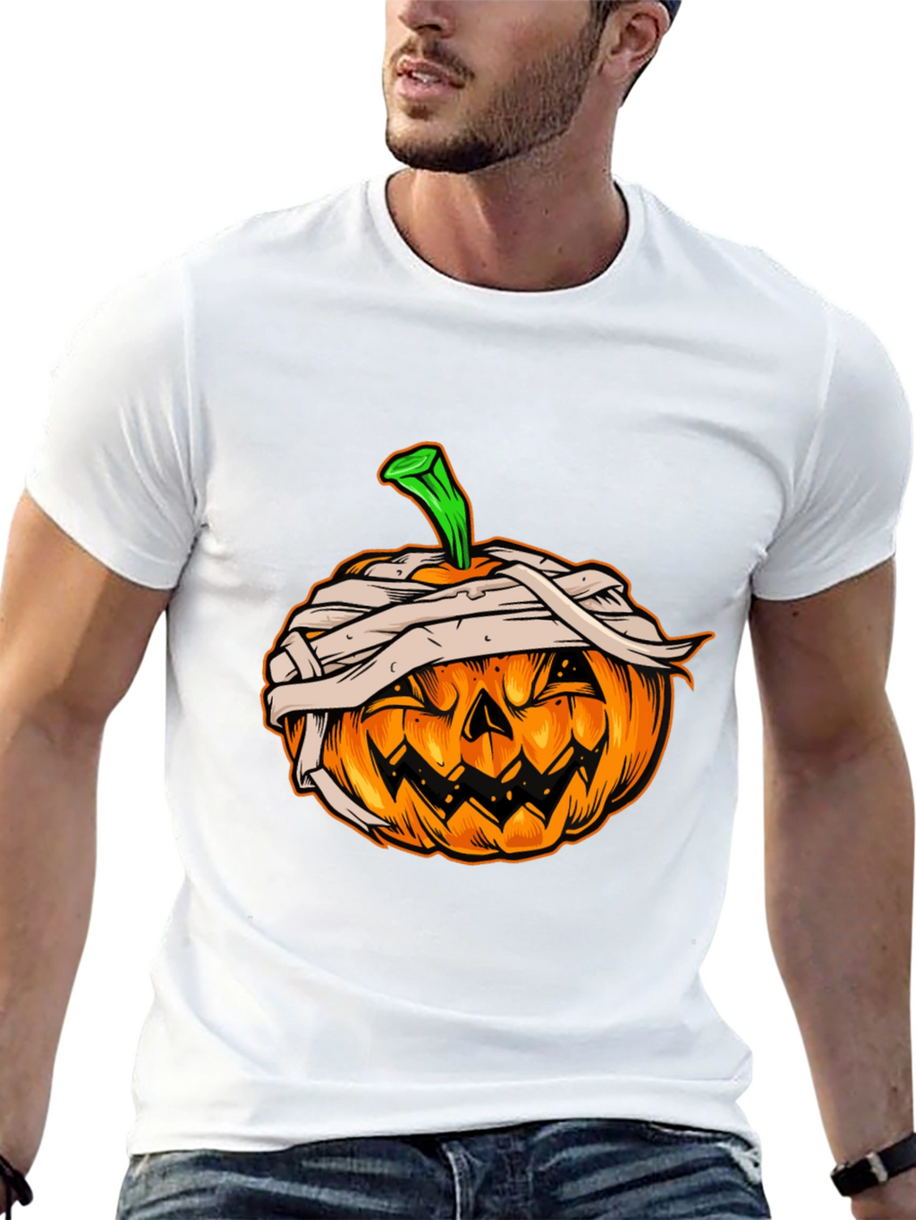 Halloween Pumpkin Mummy Graphic Tee