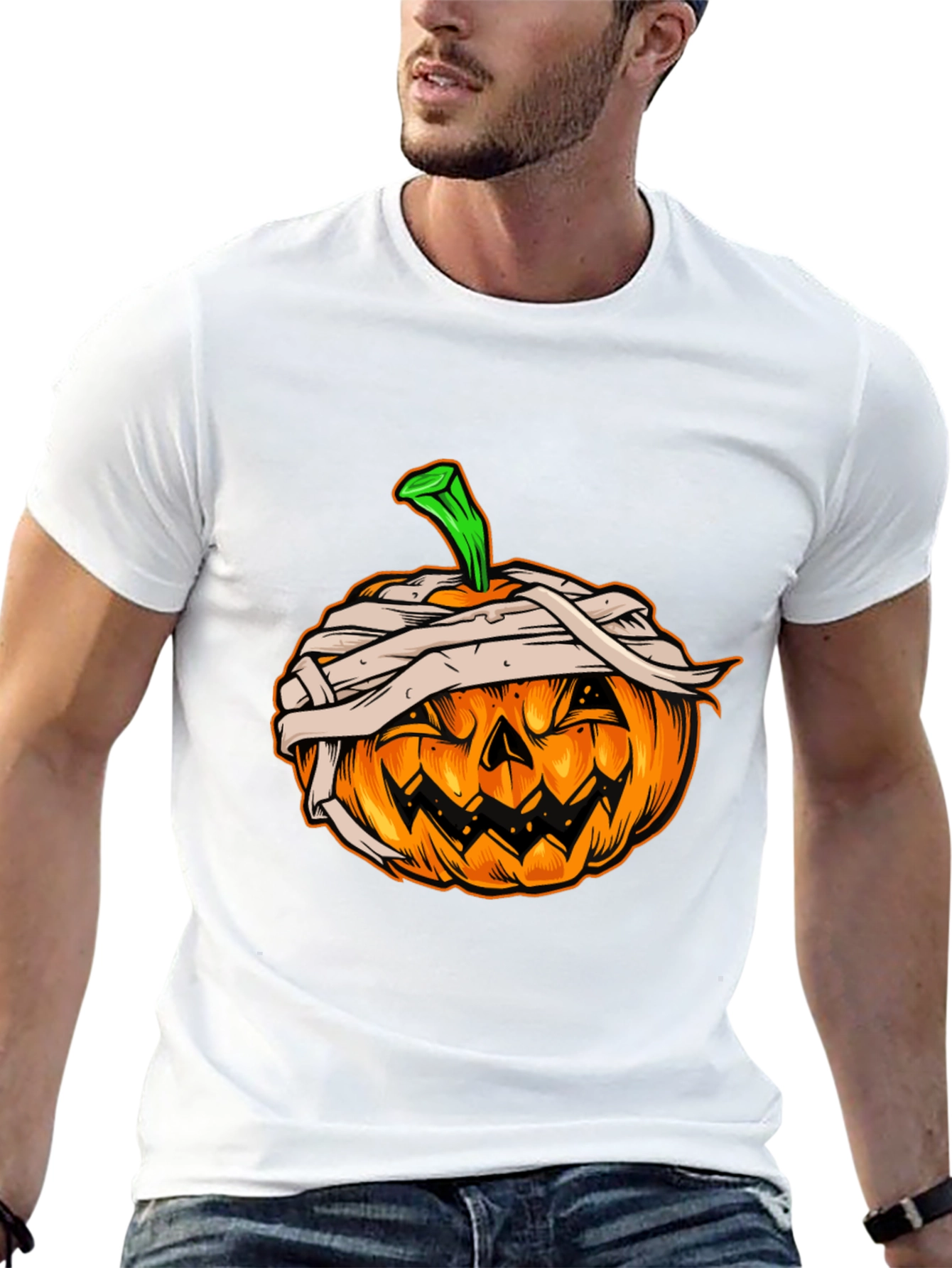 Halloween Pumpkin Mummy Graphic Tee