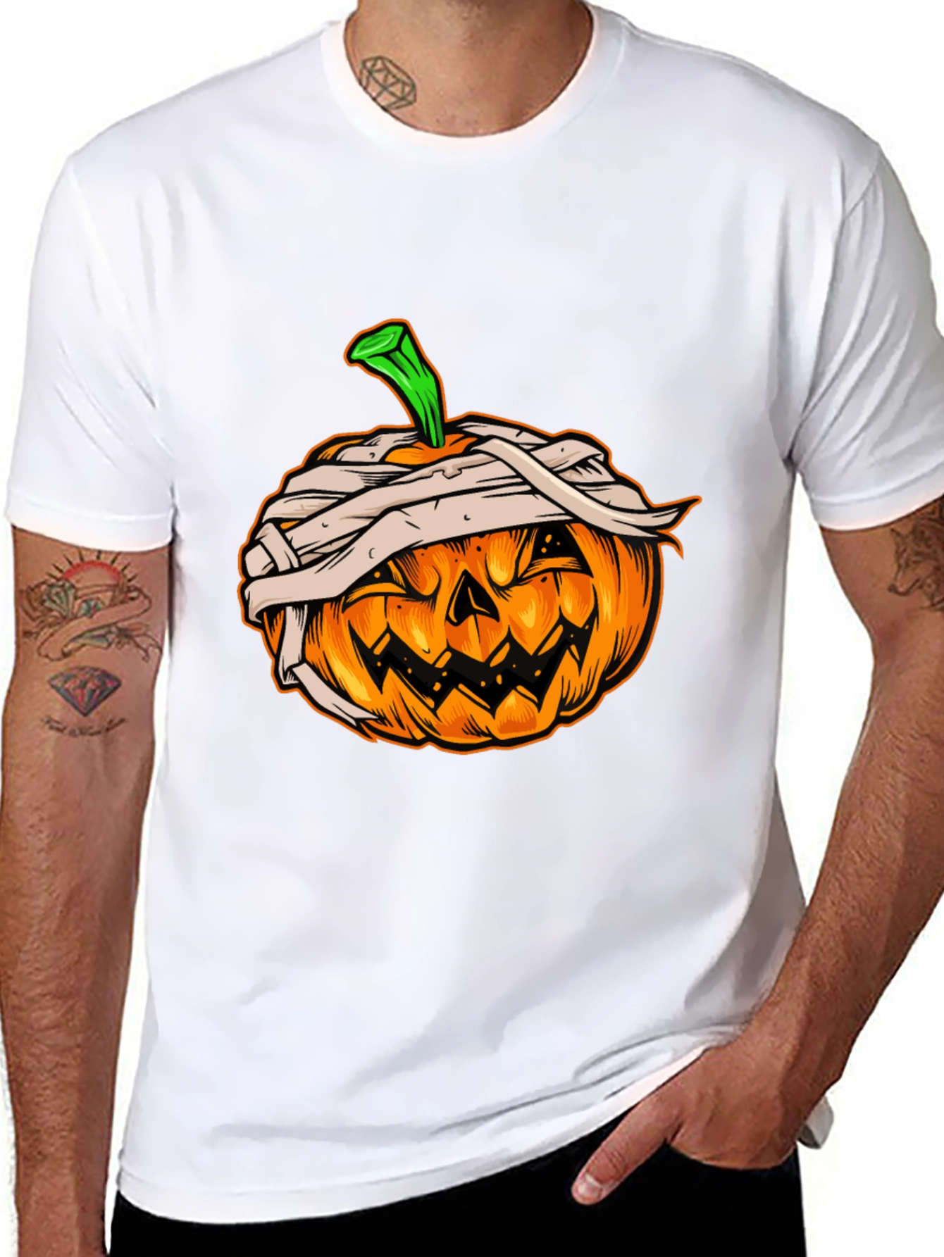 Halloween Pumpkin Mummy Graphic Tee